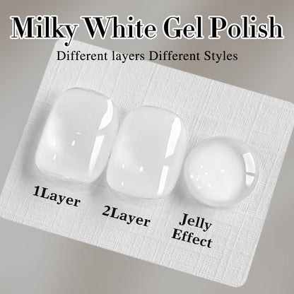 Double Rhythm 15ML Gel Nail Polish Pure Sheer Same Color Same Bottle Soak Off Gel Polish Art Manicure Salon DIY at Home for Women (Milky White - A1075) - 7DAY'S