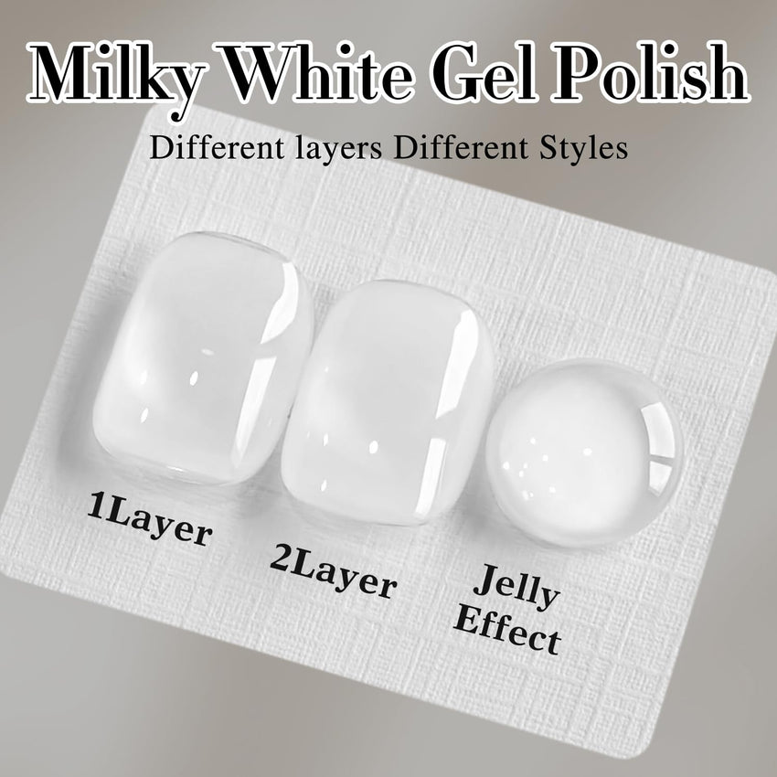 Double Rhythm 15ML Gel Nail Polish Pure Sheer Same Color Same Bottle Soak Off Gel Polish Art Manicure Salon DIY at Home for Women (Milky White - A1075) - 7DAY'S