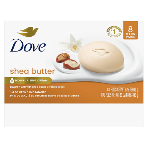 Dove Beauty Bar Soap Shea Butter, 8 Count - 7DAY'S