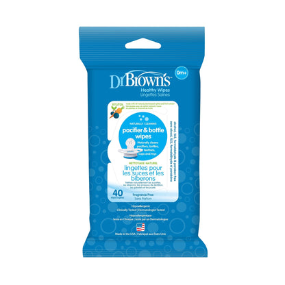 Dr. Brown's Bottle and Pacifier Healthy Wipes, Naturally Cleaning for Bottles and Baby Items, 40 Count, 3 Pack - 7DAY'S