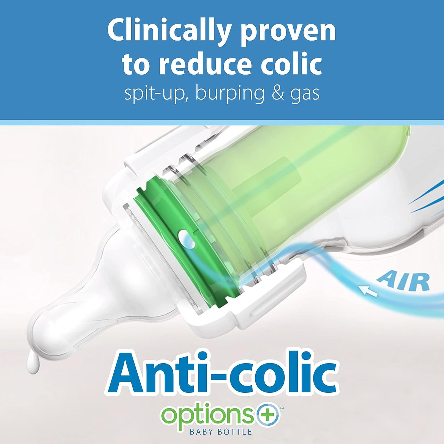 Dr. Brown's Natural Flow Anti - Colic Options+ Narrow Baby Bottle, 8 oz/250 mL, with Level 1 Slow Flow Nipples, 0m+, 4 Pack - 7DAY'S