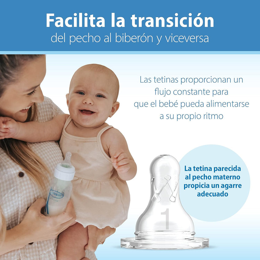 Dr. Brown's Natural Flow Anti - Colic Options+ Narrow Baby Bottle, 8 oz/250 mL, with Level 1 Slow Flow Nipples, 0m+, 4 Pack - 7DAY'S