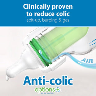 Dr. Brown's Natural Flow Anti - Colic Options+ Narrow Glass Baby Bottle 8 oz/250 mL, with Level 1 Slow Flow Nipple, 2 Pack, 0m+ - 7DAY'S