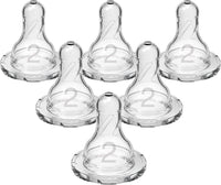 Dr. Brown’s Natural Flow Level 2 Narrow Baby Bottle Silicone Nipple, Medium Flow, 3m+, 100% Silicone Bottle Nipple, 6 Count - 7DAY'S