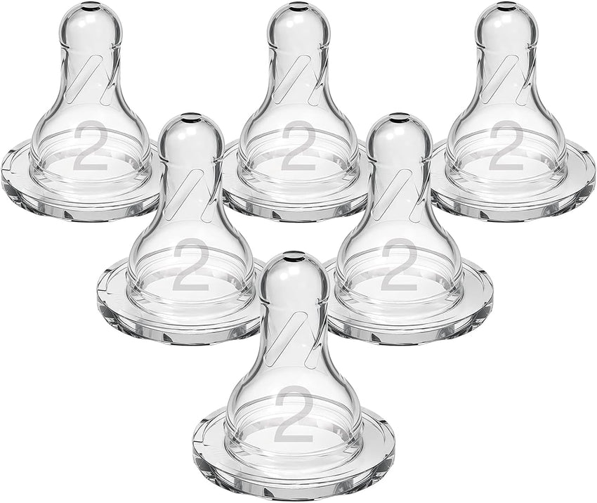 Dr. Brown’s Natural Flow Level 2 Narrow Baby Bottle Silicone Nipple, Medium Flow, 3m+, 100% Silicone Bottle Nipple, 6 Count - 7DAY'S