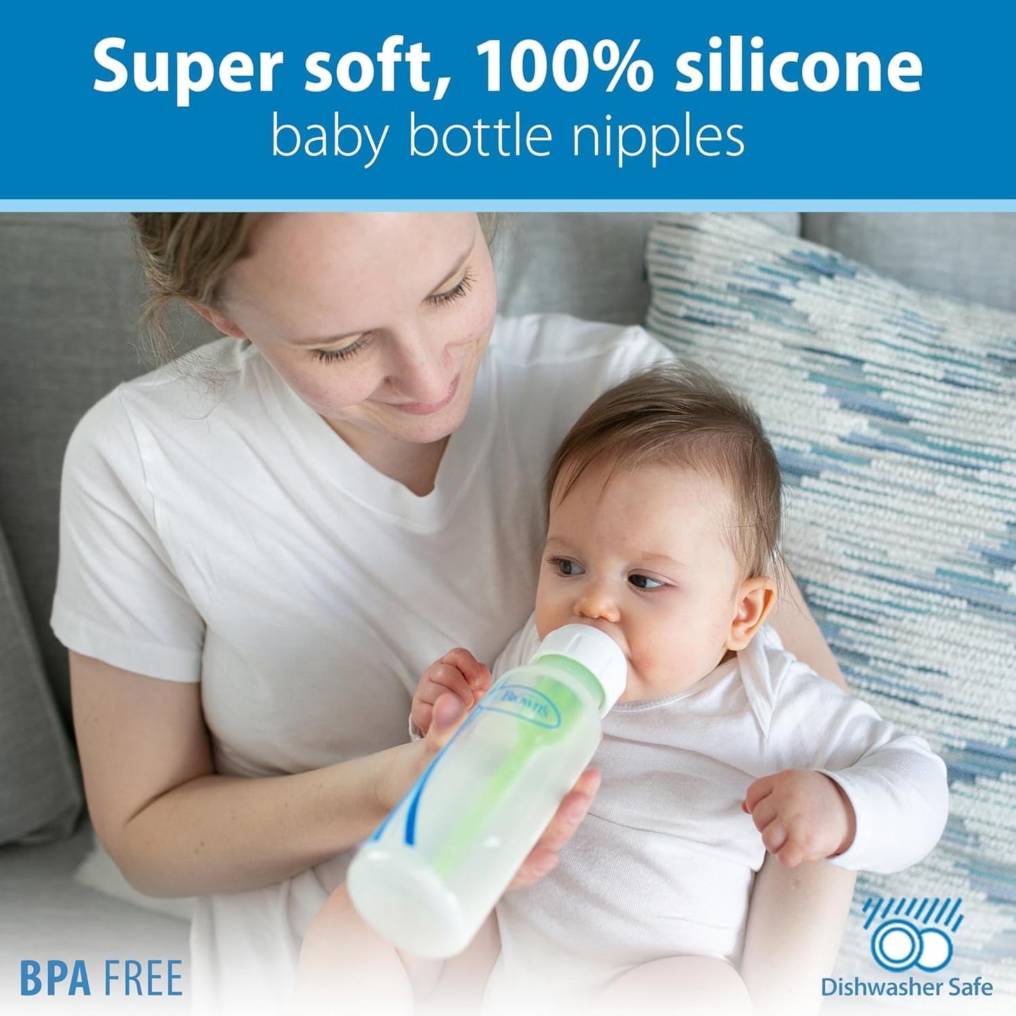 Dr. Brown’s Natural Flow Level 2 Narrow Baby Bottle Silicone Nipple, Medium Flow, 3m+, 100% Silicone Bottle Nipple, 6 Count - 7DAY'S
