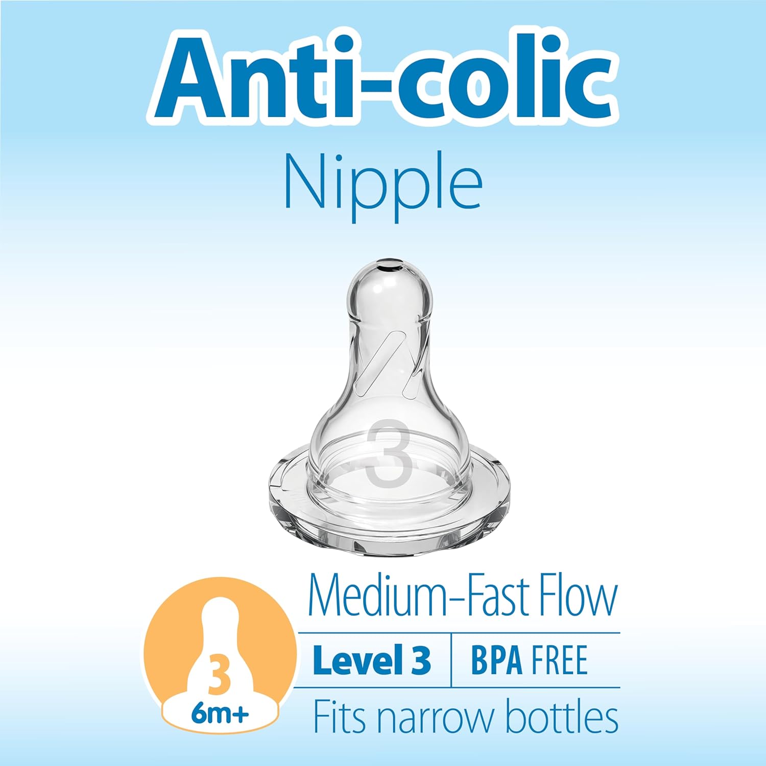Dr. Brown's Original Nipple, Level 3 (6m+), 6 Count - 7DAY'S