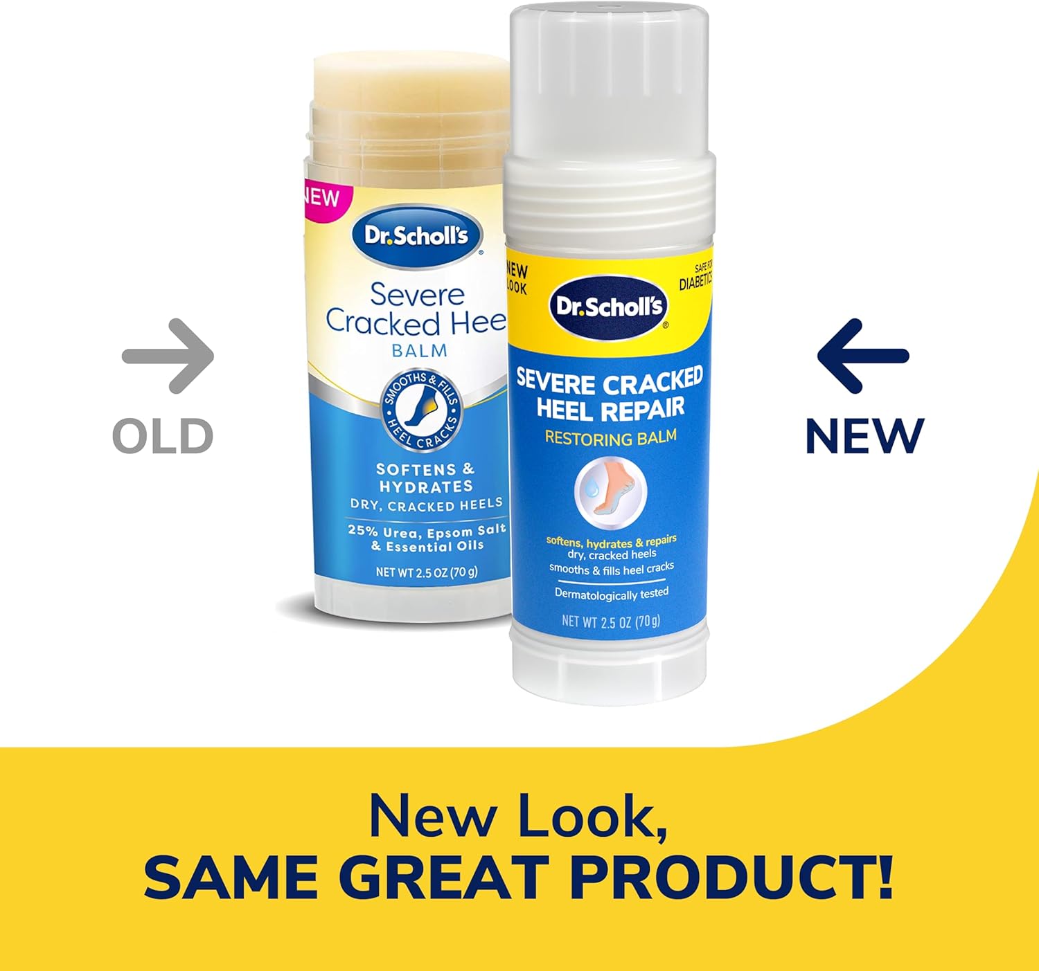 Dr. Scholl's Severe Cracked Heel Repair Restoring Balm 2.5oz, with 25% Urea for Dry, Cracked Feet, Heals and Moisturizes for Healthy Feet - 7DAY'S