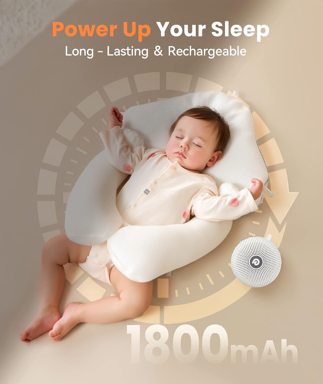 Dreamegg White Noise Machine - Portable Sound Machine for Baby Adult, Features Powerful Battery, 21 Soothing Sound, Noise Canceling for Office & Sleeping, Sound Therapy for Home, Travel, Registry Gift - 7DAY'S