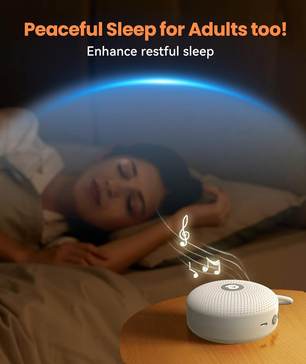 Dreamegg White Noise Machine - Portable Sound Machine for Baby Adult, Features Powerful Battery, 21 Soothing Sound, Noise Canceling for Office & Sleeping, Sound Therapy for Home, Travel, Registry Gift - 7DAY'S
