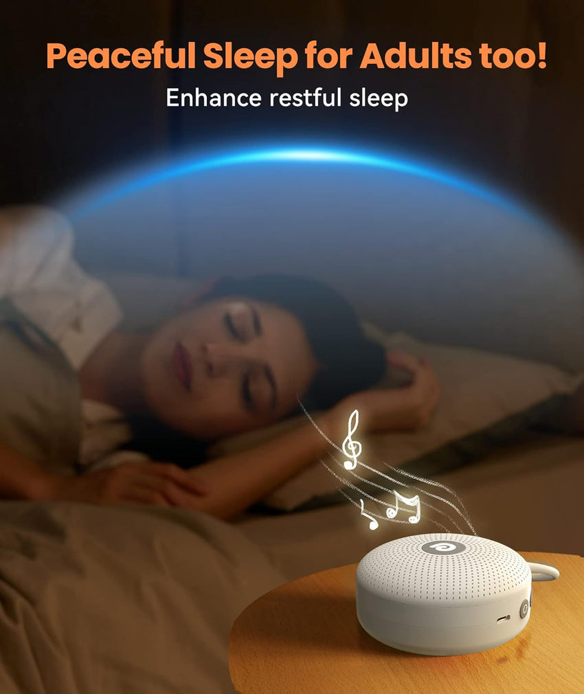 Dreamegg White Noise Machine - Portable Sound Machine for Baby Adult, Features Powerful Battery, 21 Soothing Sound, Noise Canceling for Office & Sleeping, Sound Therapy for Home, Travel, Registry Gift - 7DAY'S