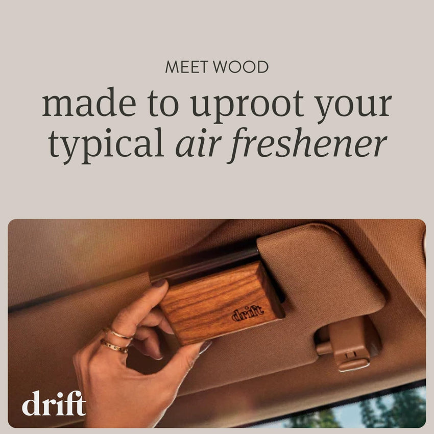 Drift Car Air Freshener - Wood Air Freshener - Car Odor Eliminator - Teak Scent Starter Kit - 7DAY'S