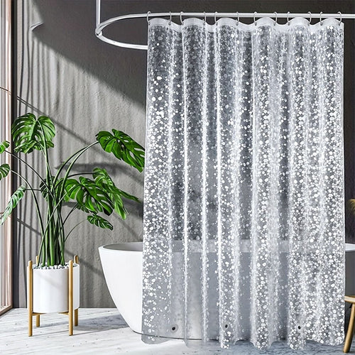 Clear Pebble Shower Curtain Liner 3D Transparent EVA Bathroom Curtain Liner Plastic Waterproof Shower Partition 71x71 Inches with Grommet Eyelets and 3 Weighted Magnets for Bathtub or Stall