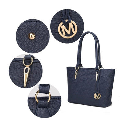 MKF Collection Edelyn embossed M Signature Four PCS Tote Set by Mia k