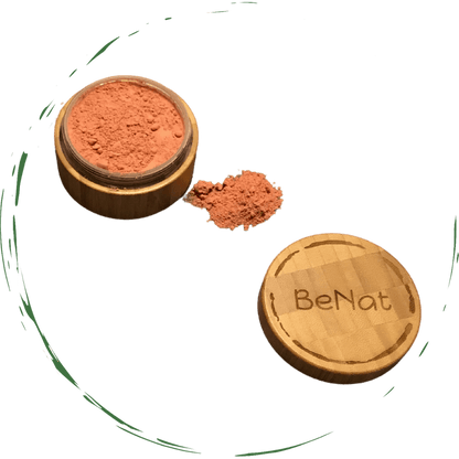 BeNat All-Natural Blush Loose Powder | Reusable Bamboo Container with Refills | Vegan & Lightweight Face Makeup