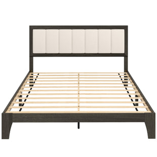Queen Size Bed Frame with Headboard Queen Platform Bed Frame with Wooden Slats No Box Spring Needed Easy Assembly Walnut