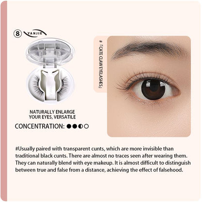 No Glue Soft Magnetic Clip On Eyelashes, Cat Claw Invisible Clear Band Reusable Lashes Natural Eye Enlargement Makeup