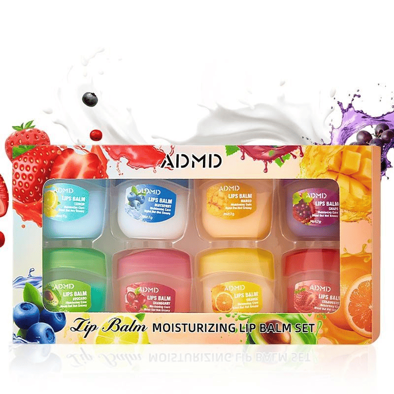 Fruit Scented Lip Balm Set, Natural Moisturizing Lip Balms for Dry Chapped Lips, 8PCS Assorted Flavors