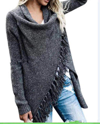 Autumn and Winter Women's Fashion Tassel Knit Jacket Sweater