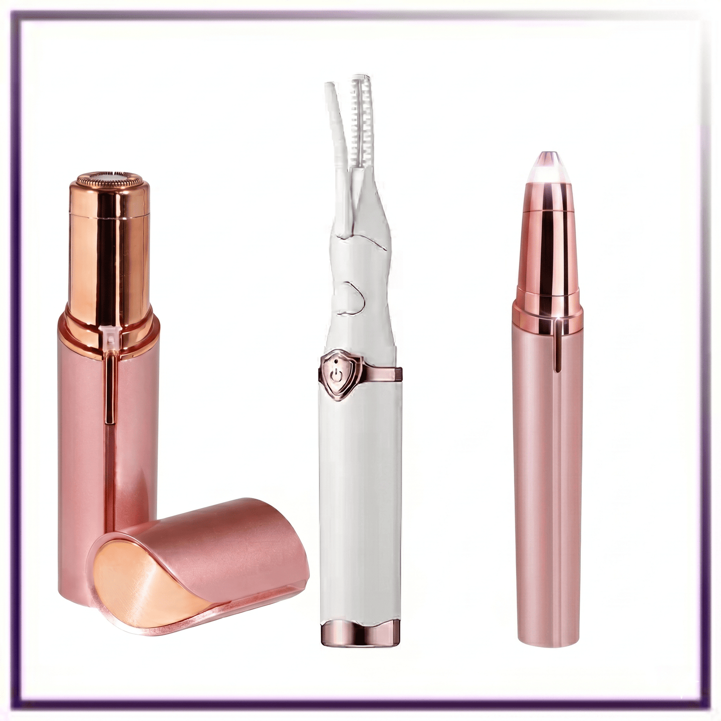 The Effortless Beauty Kit 3-in-1 Painless Facial Hair Remover, Precision Electric Eyebrow Trimmer & Rechargeable Heated Eyelash Curler Grooming Set for Smooth Skin and Long-Lasting Curled Lashes