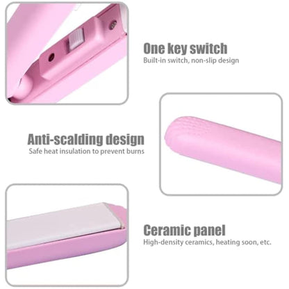 2023 Mini Hair Curler; Werdeny Ceramic Mini Hair Curler for Short Hair; 2 in 1 Mini Ceramic Curler and Hair Straightener; Mini Curling Iron 1/2 Inch Barrel Short Hair (Purple)