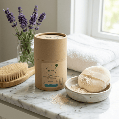 BeNat 100% All-Natural Body Powder - Talc-Free, Unscented, Eco-Friendly, Plastic-Free Packaging - Gentle for Sensitive Skin, Long-Lasting Odor Protection - 5.0 oz