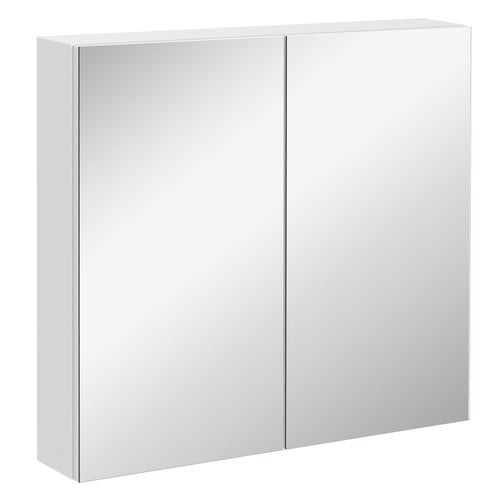 Mirrored Medicine Cabinet 24x22 Steel Frame Wall-Mounted Double Doors White