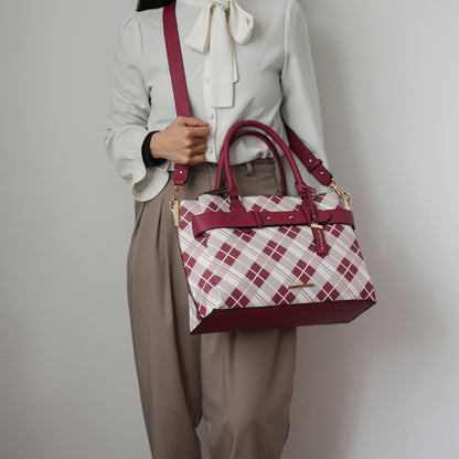 MKF Collection Coleen Vegan Leather Women Plaid Satchel Bag by Mia k