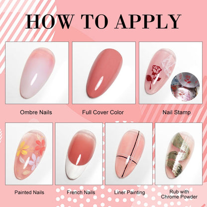 Limegirl Gradient Painting Gel, 9 Bright Colors Ombre GelNail Polish for Pigment Pat Nails Nails French ManicureSoak Off UV Set