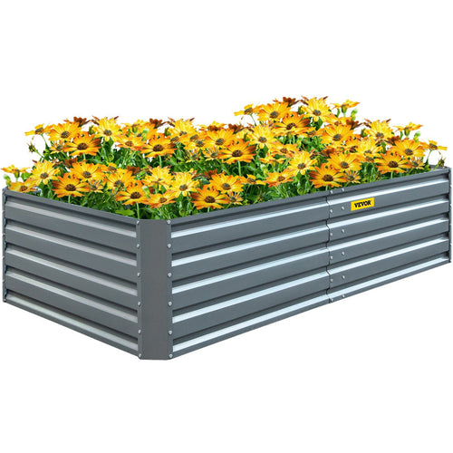 VEVOR Galvanized Raised Garden Bed, 80\" x 40\" x 19\" Metal Planter Box, Gray Steel Plant Raised Garden Bed Kit, Planter Boxes Outdoor for Growing Vegetables,Flowers,Fruits,Herbs,and Succulents