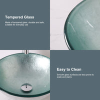 Above Counter Artistic Tempered Glass Bathroom Sink Transparent Counter Top Bathroom Single Bowl Vessel Basin - 7DAY'S