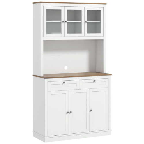 71 Kitchen Pantry Cabinet Microwave Stand 2 Drawers 4 Cabinets White