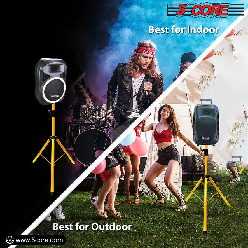 5 Core Speaker Stand Tripod Floor Tall Adjustable Up to 72 Inch DJ Studio Monitor Stands Pole Mount - SS ECO 1PK WOB - 7DAY'S