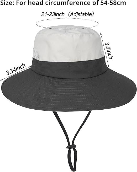 Women's Outdoor UV-Protection-Foldable Sun-Hats Mesh Wide-Brim Beach Fishing Hat with Ponytail-Hole