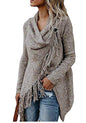 Autumn and Winter Women's Fashion Tassel Knit Jacket Sweater