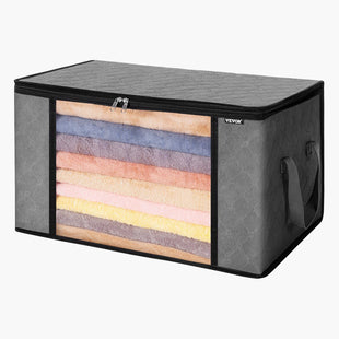 VEVOR 90L Large Storage Bags, 6 Pack Clothes Storage Bin, Foldable Closet Organizers Containers with Handle, Nov-woven Fabric Storage Bag for Clothing, Blanket, Comforter, Bed Sheet, Pillow(Grey)