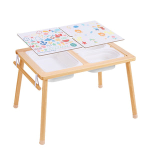 VEVOR Sensory Table for Toddlers, Kids Activity Table with 3 Foldable Storage Bins & Paper Roll Holder, Indoor/Outdoor Play Sand and Water Table, Wooden Kids Sensory Drawing Table, Gift for Boys Girls