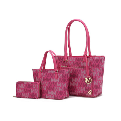 MKF Collection Lady II M Signature Large Tote, Small Tote & Wallet Set, Stylish Womens Handbag M Design by Mia K