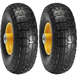 VEVOR Solid PU Run-Flat Tire Wheel, 10", 2-Pack, 400 lbs Dynamic Load, 450 lbs Static Load, Flat Free Tubeless Tires and Wheels for Hand Truck, Utility Cart, Dollies, Garden Trailers, Various Carts