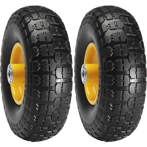 VEVOR Solid PU Run-Flat Tire Wheel, 10", 2-Pack, 400 lbs Dynamic Load, 450 lbs Static Load, Flat Free Tubeless Tires and Wheels for Hand Truck, Utility Cart, Dollies, Garden Trailers, Various Carts