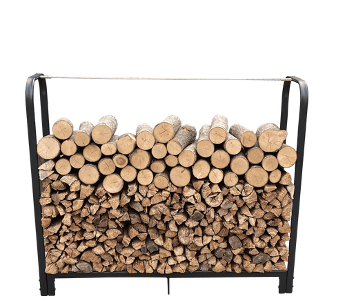 Artibear Firewood Rack Stand 4ft Heavy Duty Logs Holder for Outdoor Indoor Fireplace Metal Wood Pile Storage Stacker Organizer, Matte Black