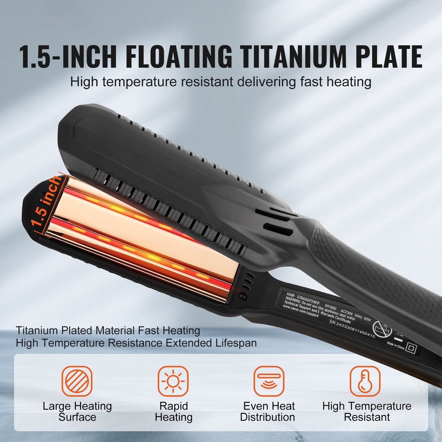 Hair Straightener, 1.5-inch Titanium Flat Iron, Dual Infrared Hair Straightener Flat Iron with LCD Display and 19 Temp Levels - 210 to 450 F, Fast Heating Hair Iron for Salon Home Travel Use