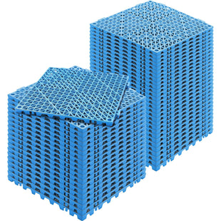 VEVOR Interlocking Tile 50PCS Blue, Drainage Tiles 12" x 12" Splicing, Soft PVC Interlocking Drainage Floor Tiles, Non-Slip Drainage Holes for Restroom, Bathroom, Kitchen, Pool, Wet Areas