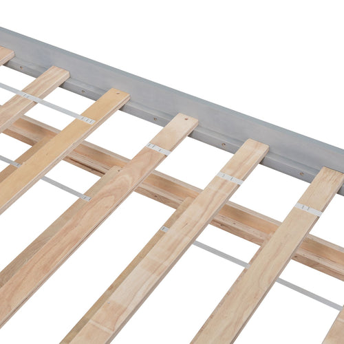 Twin Bed with Trundle, Platform Bed Frame with Headboard and Footboard, for Bedroom Small Living Space,No Box Spring Needed,Grey(New SKU:W504P148530)