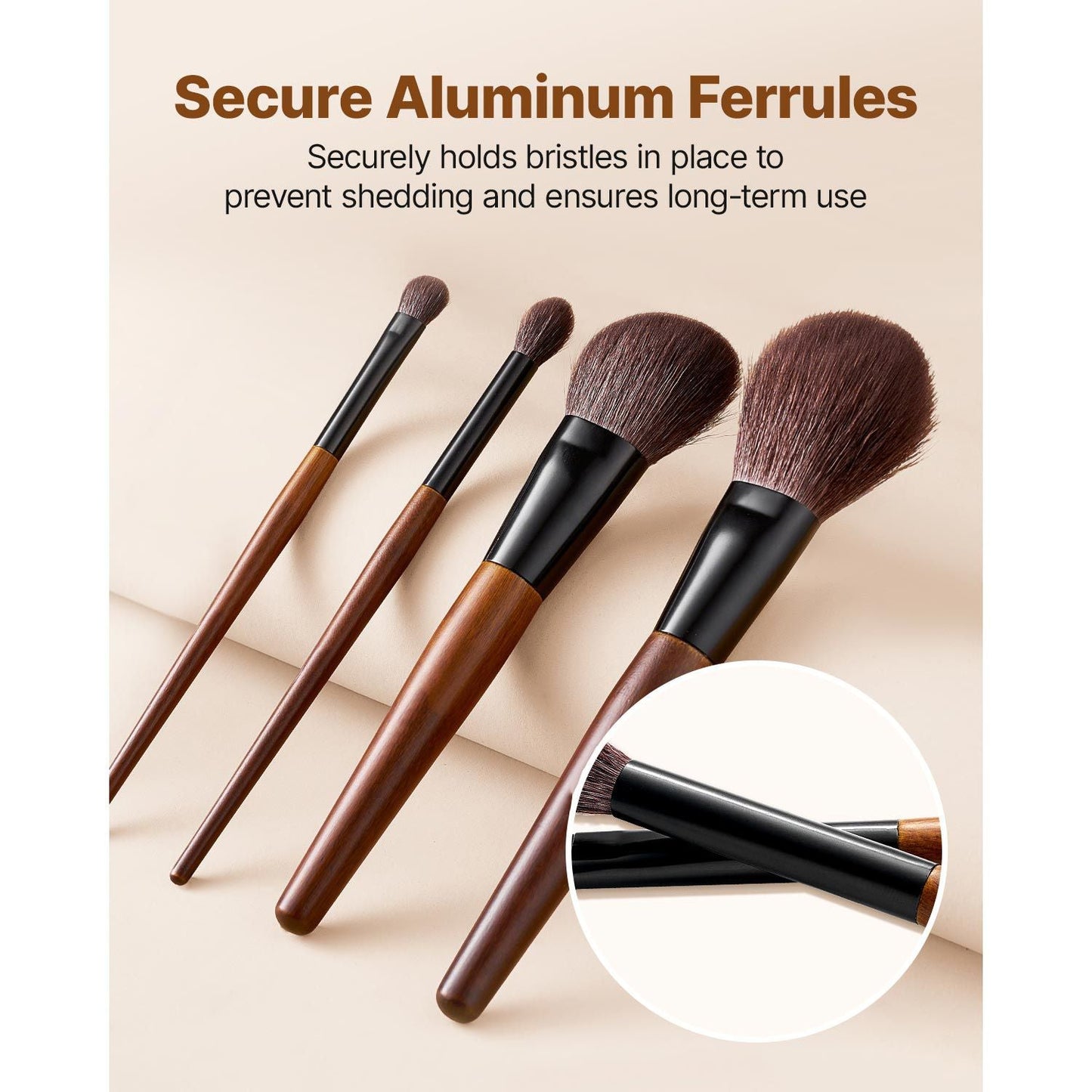 9-Piece Makeup Brush Set for Foundation Blending Eyeshadow, Professional Makeup Brush Kit with Soft Natural Wool & Vegan Synthetic Bristles, Ergonomic Wood Handle, Travel-Friendly Storage Bag