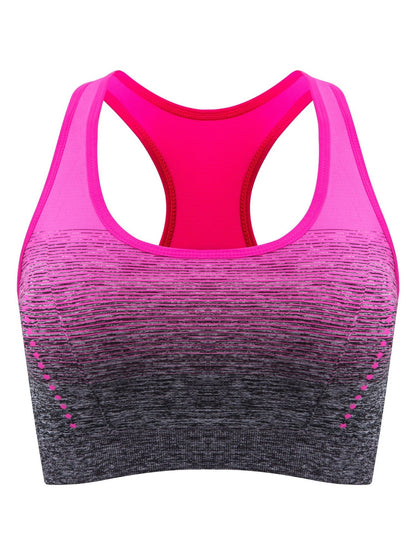 1pc/2pcs/3pcsMedium Support Two Tone Racer Back Sports Bra, Fitness Workout Running Yoga Bra