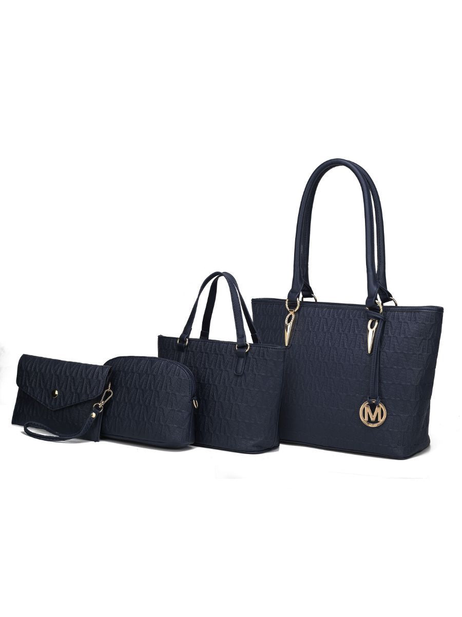MKF Collection Edelyn embossed M Signature Four PCS Tote Set by Mia k