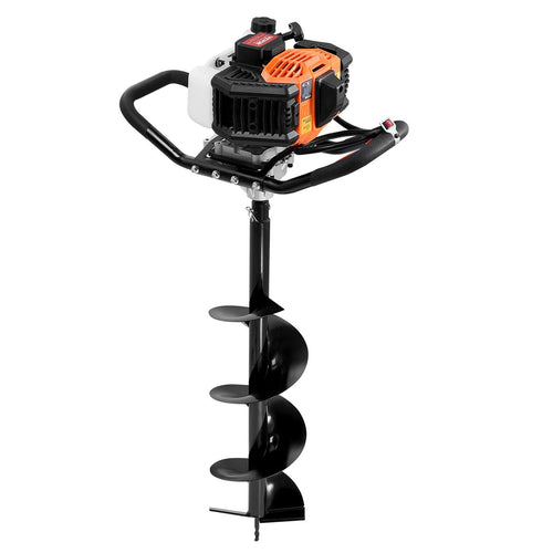 VEVOR Post Hole Digger Gas Powered, 52CC 1450W Earth Auger, Gas Auger with 8' Auger Drill Action Design Bits & 1 Extension Rod, Post Fence Hole Digger for Farmland Garden Plant, Orange+Black