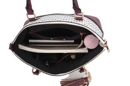 MKF Collection Saylor Circular Print Women Tote Bag & Wristlet Wallet by Mia k