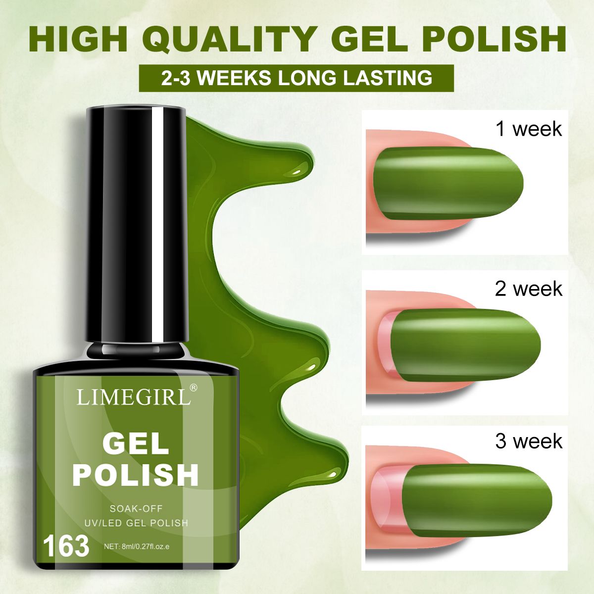LIMEGIRL 6pcs Gel Polish Set 6 Vibrant Colors UV Gel NailPolish Red Blue Green Hema TMPTA TPO 3-free AllSeasons NailGel for Christmas Gift Women Girls